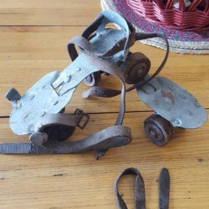 Antique Metal Roller Skates Rustic Decor Display